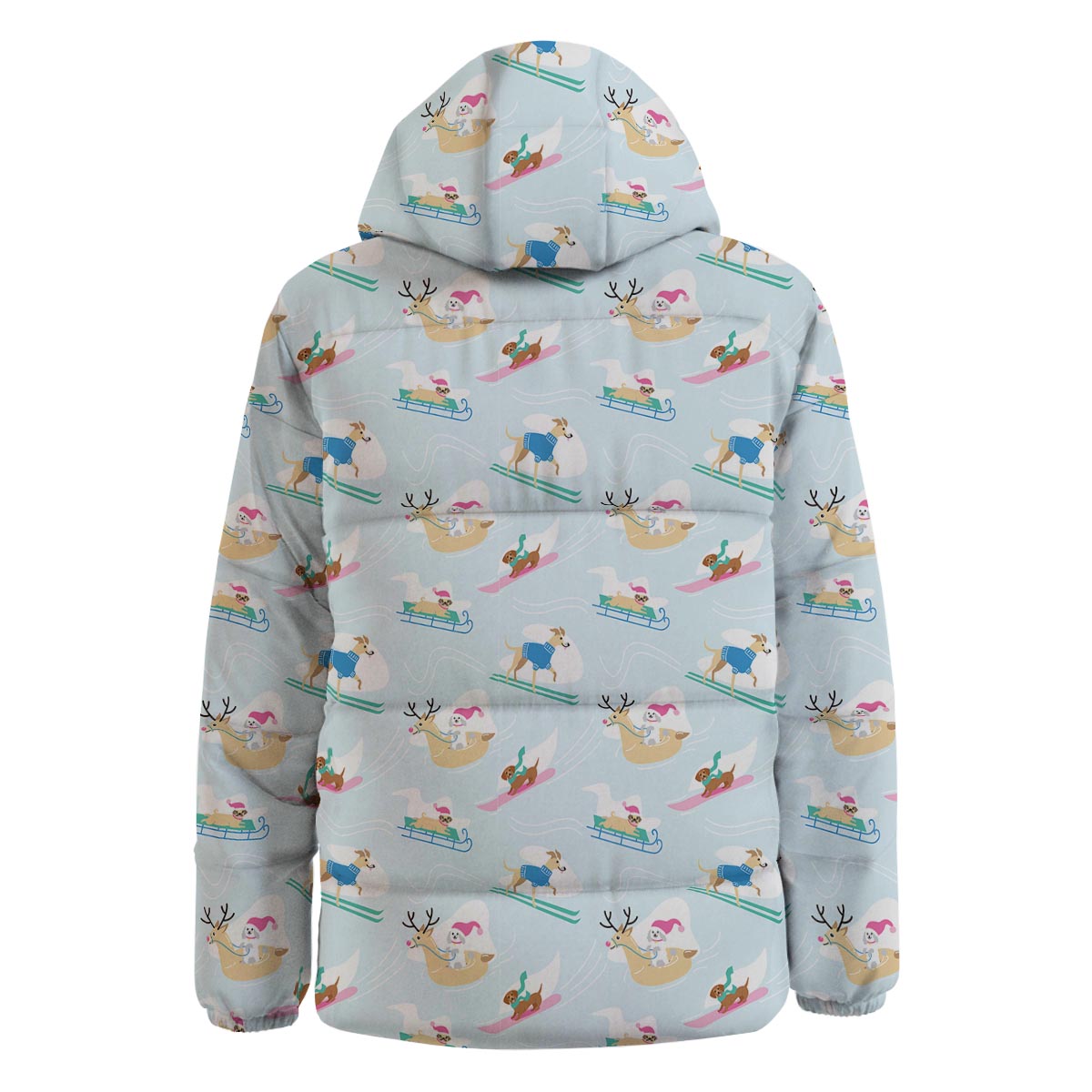 Dog Skiing Print Pattern Down Jacket-grizzshop