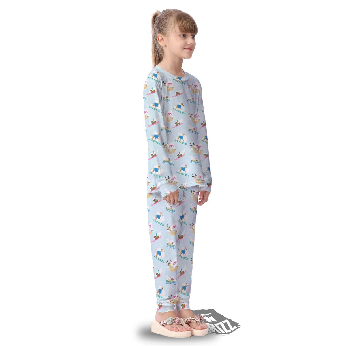 Dog Skiing Print Pattern Kid's Pajamas-grizzshop