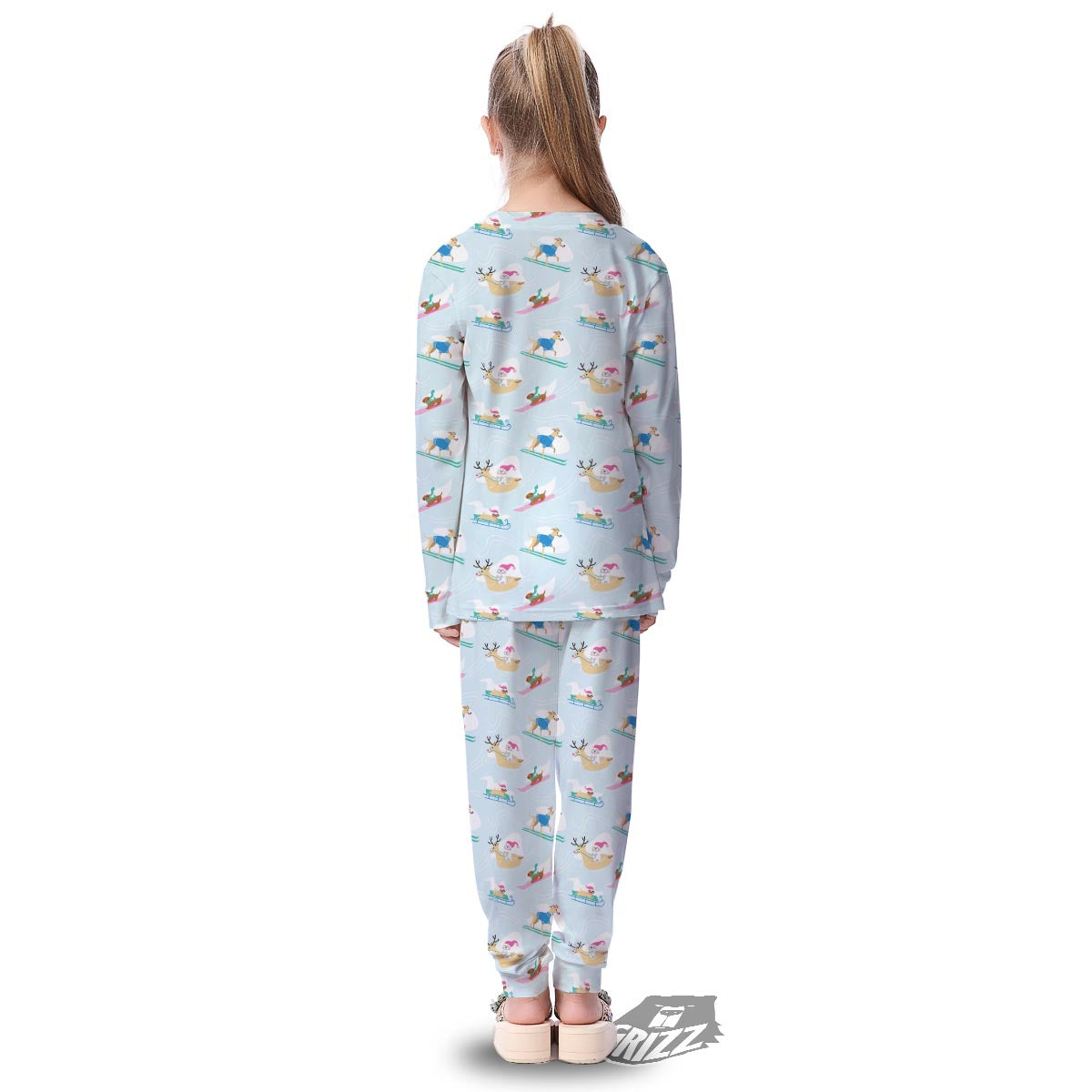 Dog Skiing Print Pattern Kid's Pajamas-grizzshop