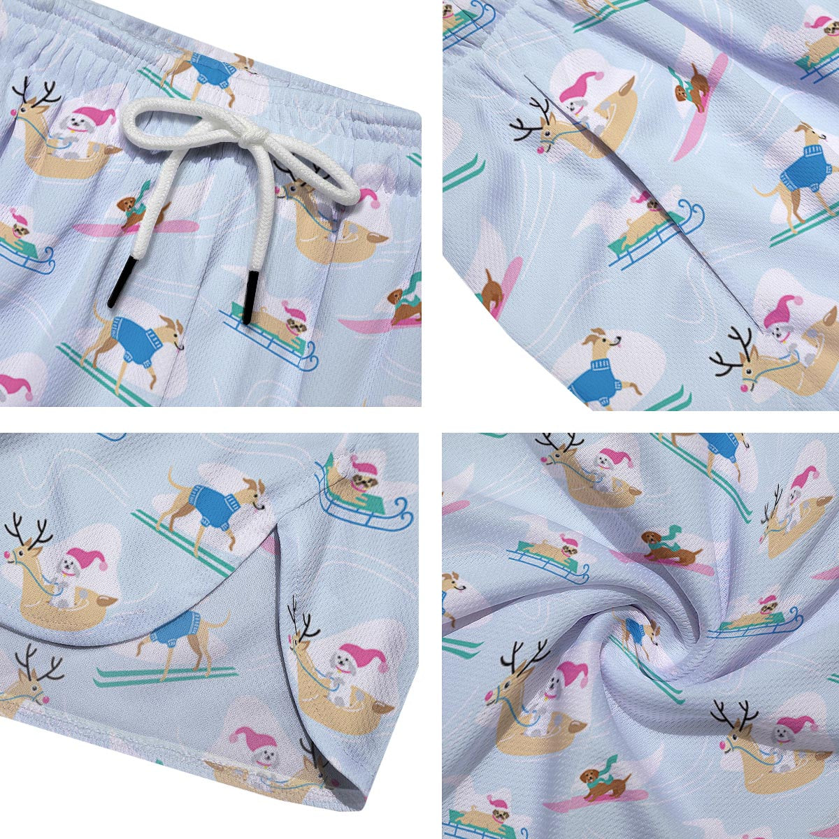 Dog Skiing Print Pattern Men's Running Shorts-grizzshop