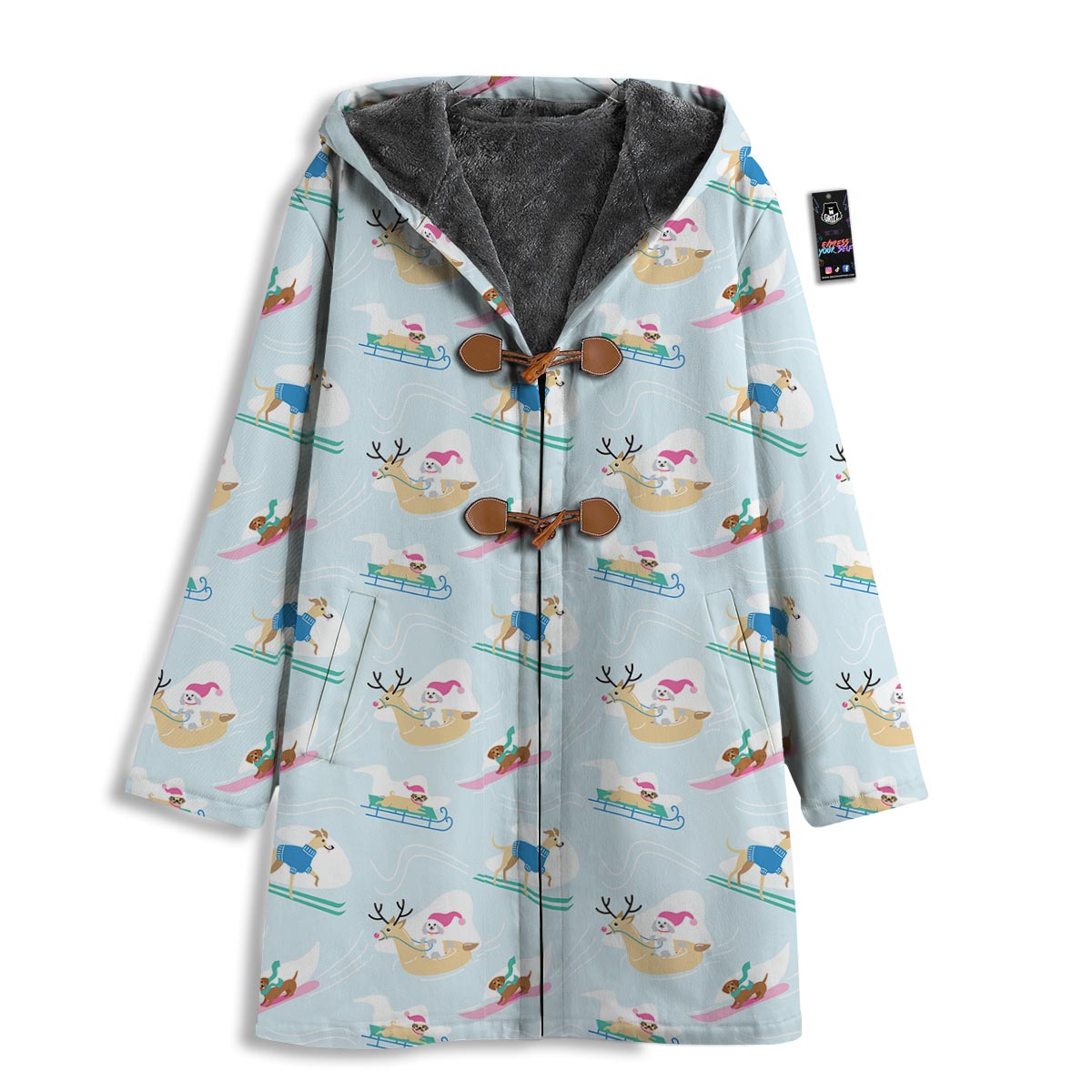 Dog Skiing Print Pattern Men's Windbreaker Jacket-grizzshop