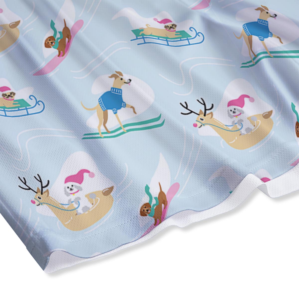 Dog Skiing Print Pattern Mesh Shorts