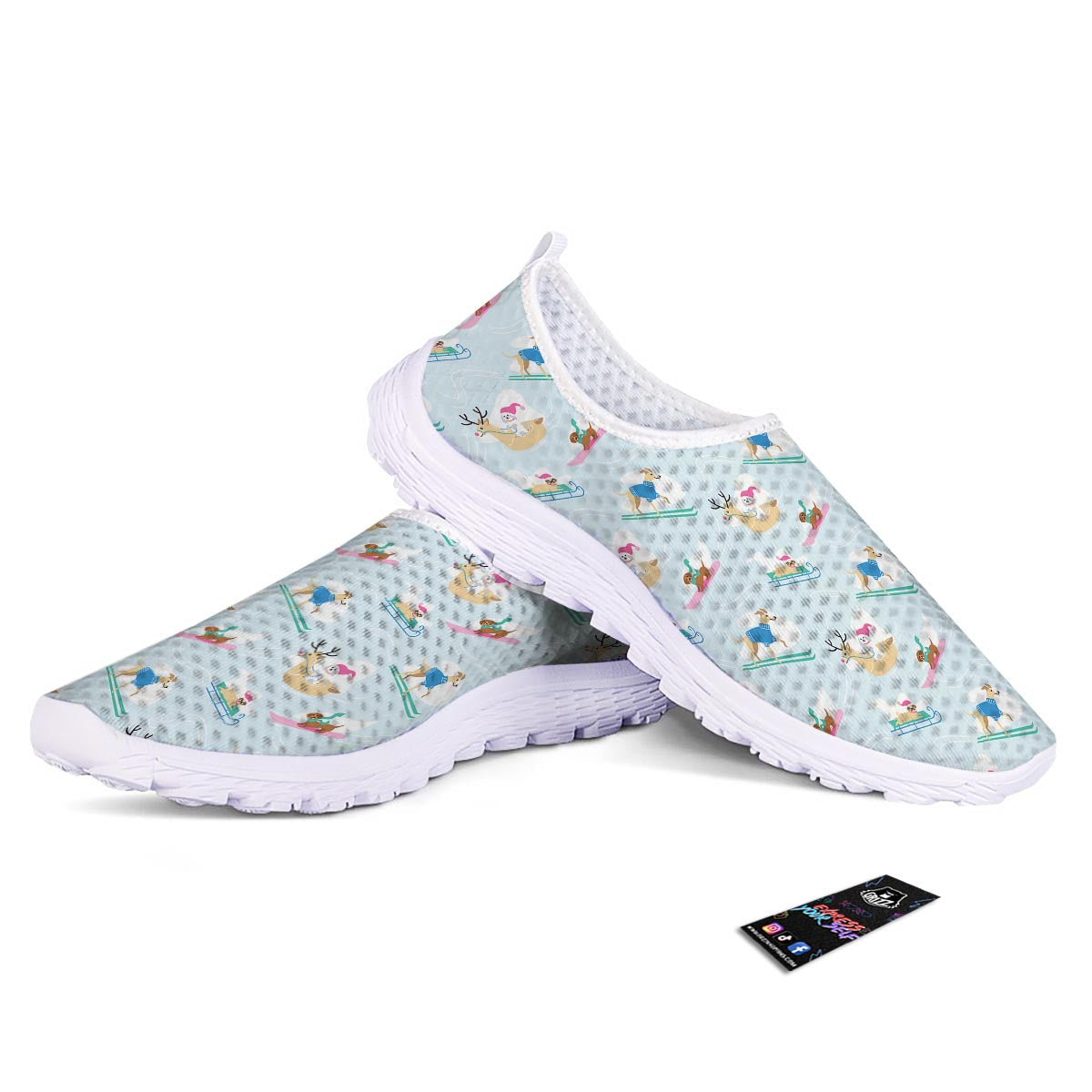 Dog Skiing Print Pattern Nurse Shoes-grizzshop