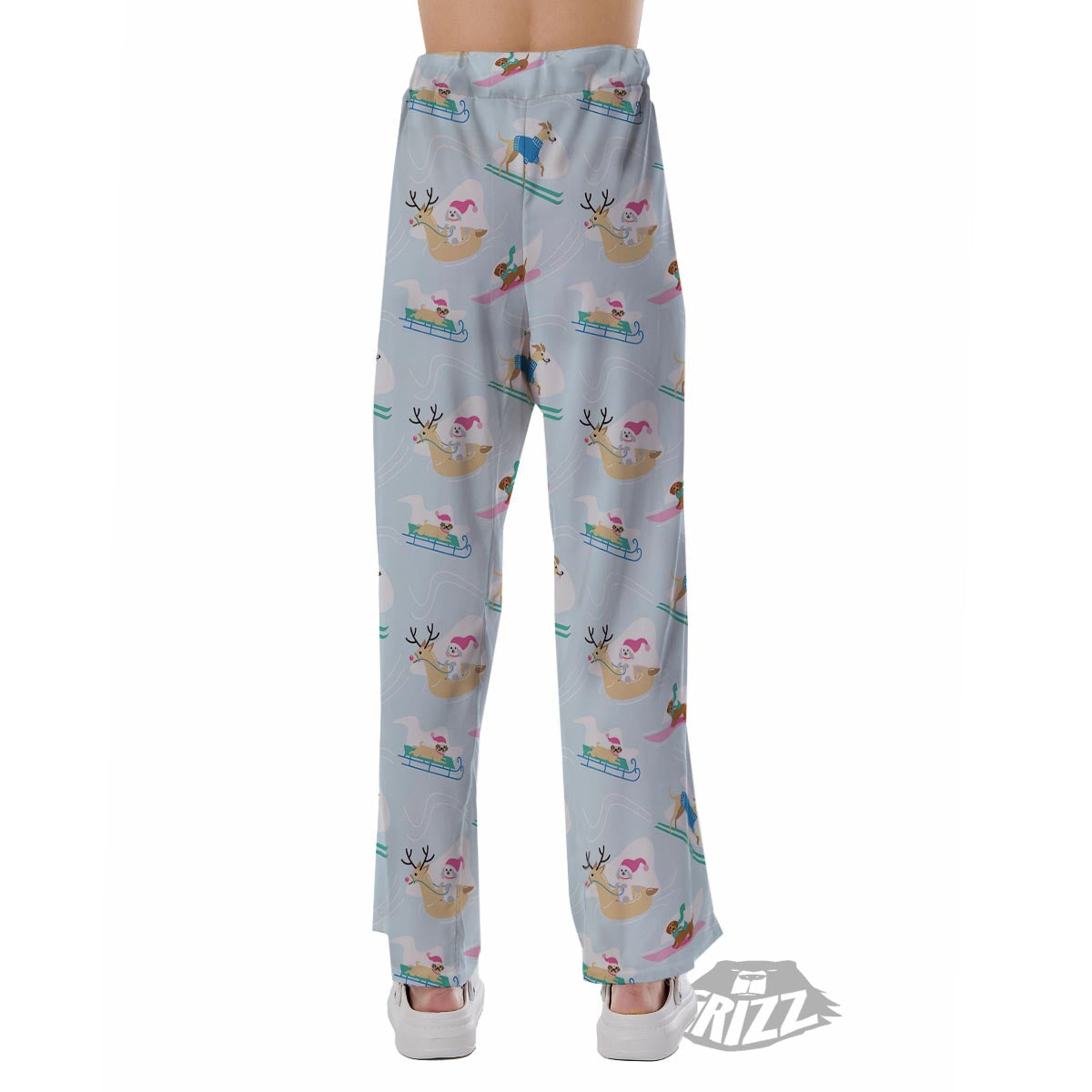 Dog Skiing Print Pattern Pajama Pants-grizzshop