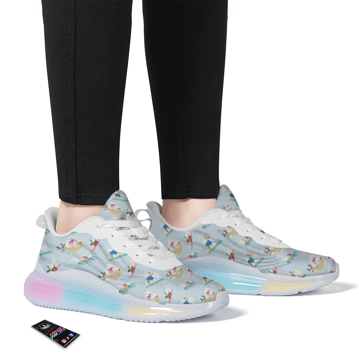 Dog Skiing Print Pattern Running Sneakers-grizzshop