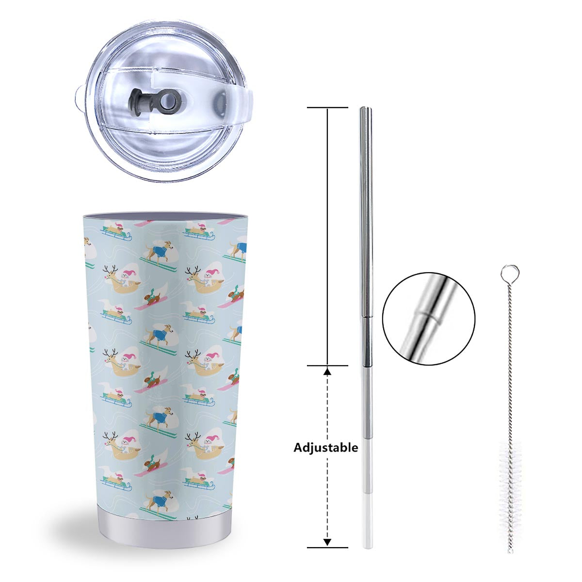 Dog Skiing Print Pattern Tumbler-grizzshop