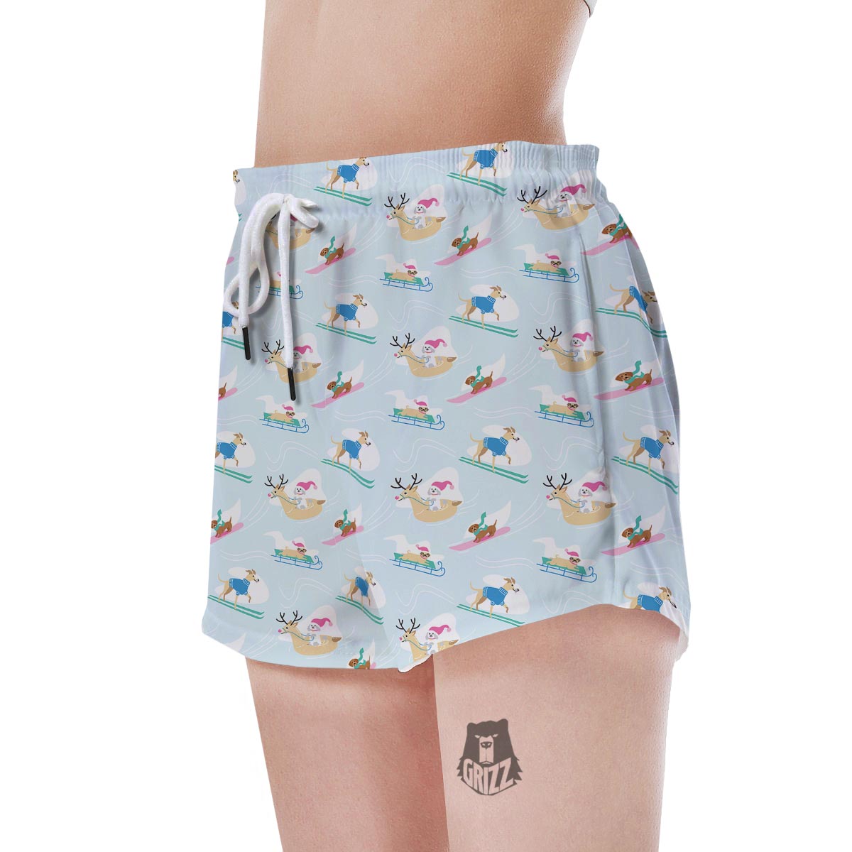 Dog Skiing Print Pattern Women's Shorts-grizzshop
