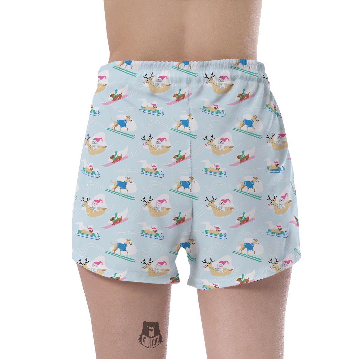 Dog Skiing Print Pattern Women's Shorts-grizzshop