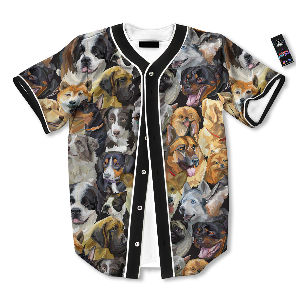 Dogs Breeds Watercolor Print Pattern Baseball Jersey-grizzshop