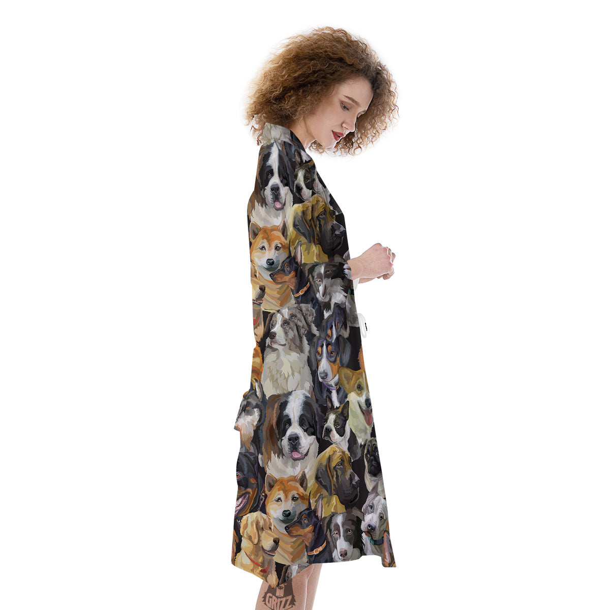 Dogs Breeds Watercolor Print Pattern Kimono-grizzshop