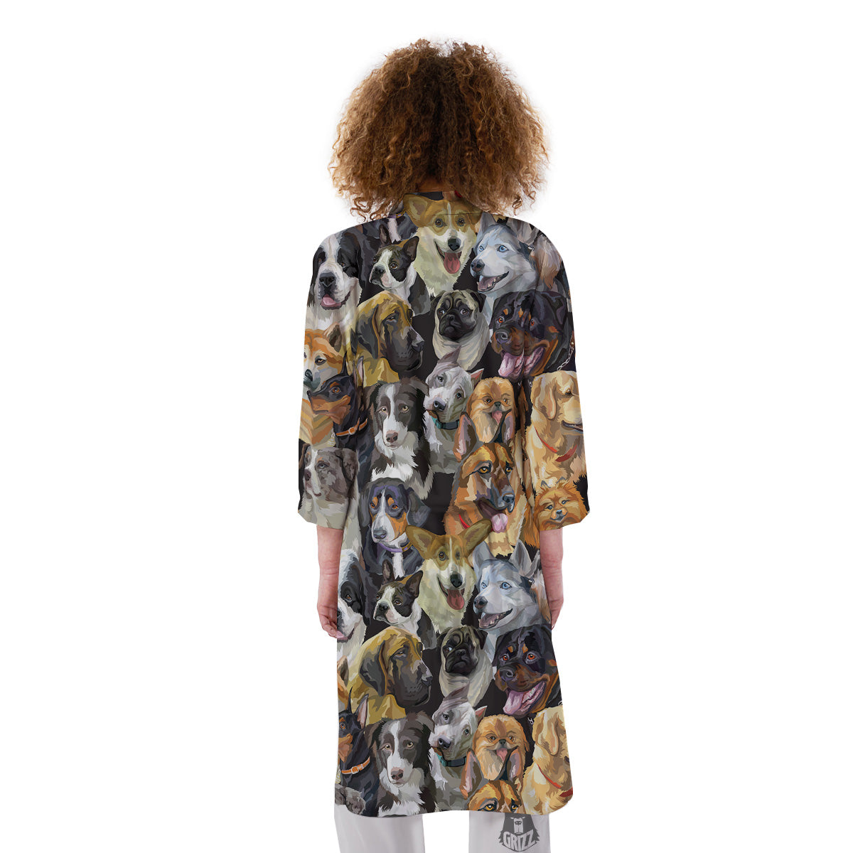 Dogs Breeds Watercolor Print Pattern Kimono-grizzshop