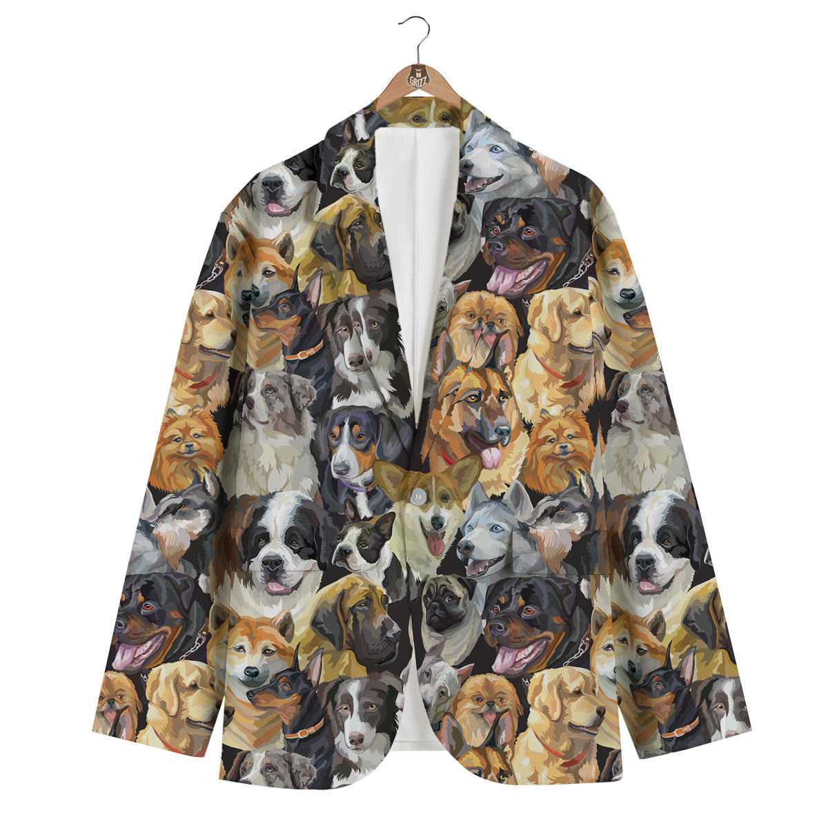 Dogs Breeds Watercolor Print Pattern Men's Blazer-grizzshop