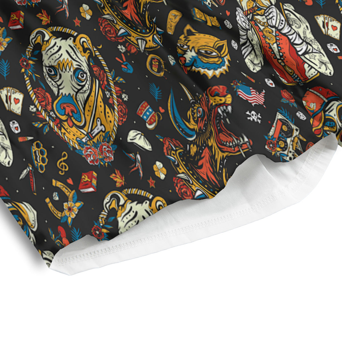 Dogs Old School Tattoo Print Pattern Men's Athletic Shorts