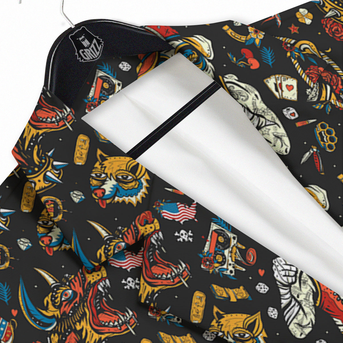 Dogs Old School Tattoo Print Pattern Men's Sport Coat-grizzshop