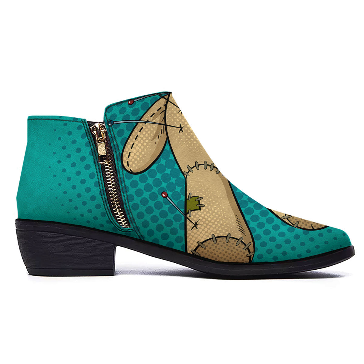 Doll Voodoo Print Ankle Boots-grizzshop