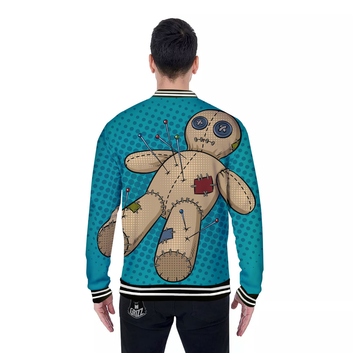Doll Voodoo Print Baseball Jacket-grizzshop