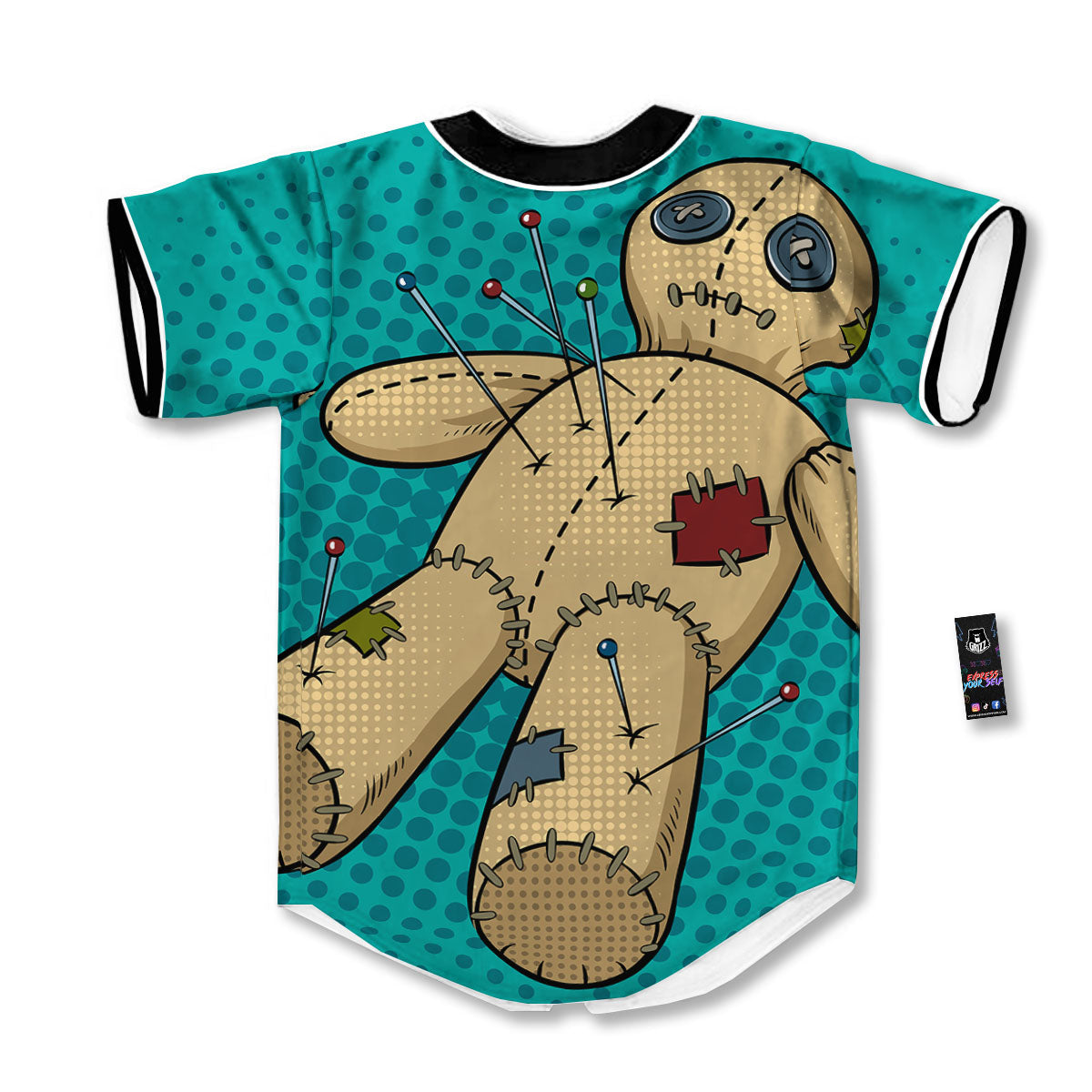 Doll Voodoo Print Baseball Jersey-grizzshop