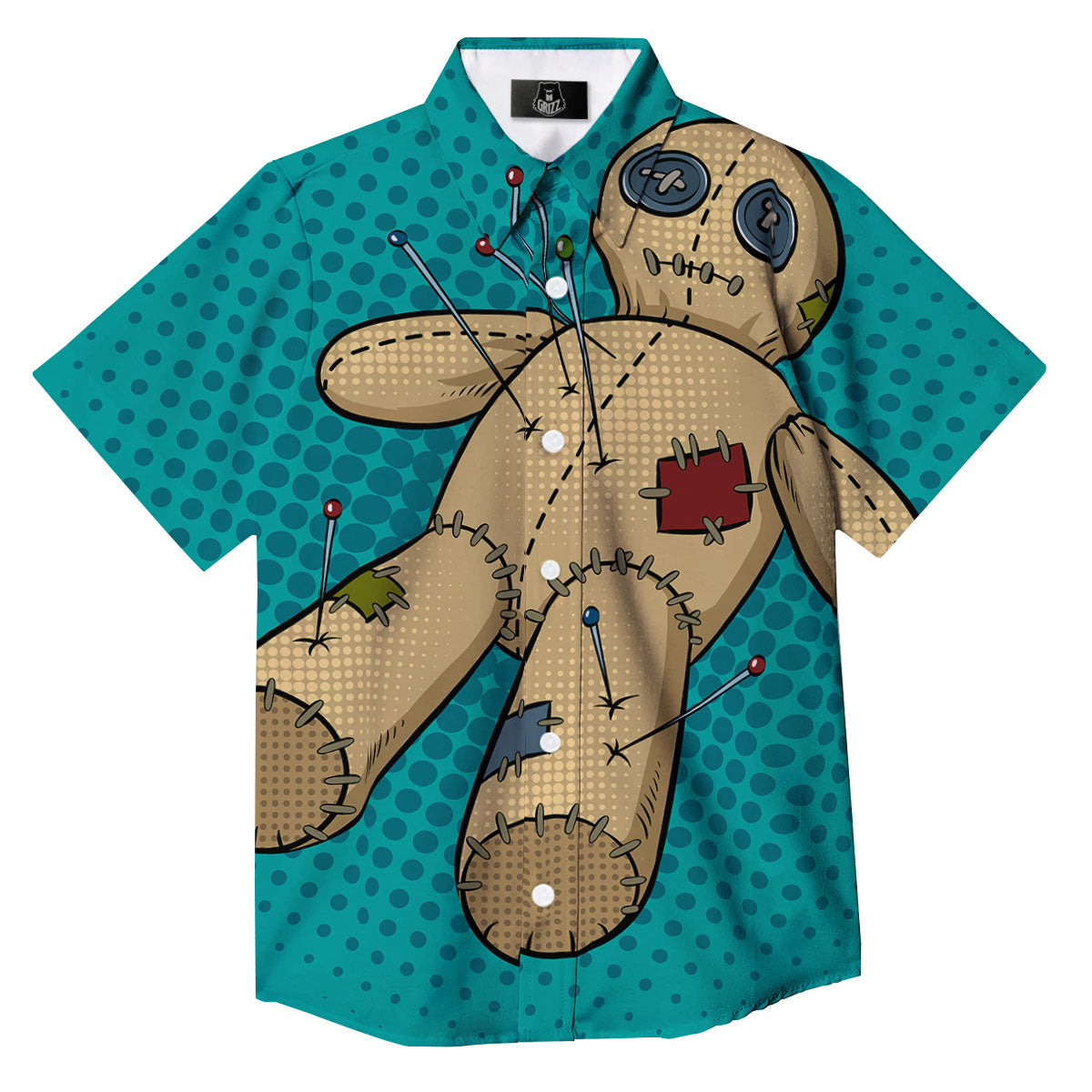 Doll Voodoo Print Button Up Shirt-grizzshop