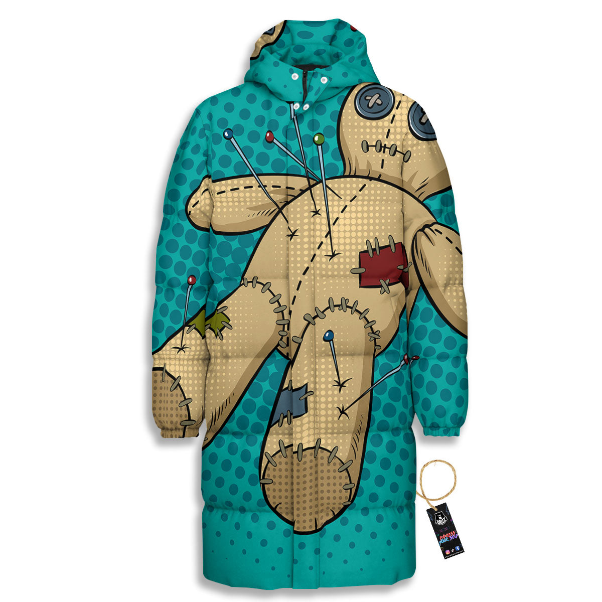 Doll Voodoo Print Long Down Jacket-grizzshop