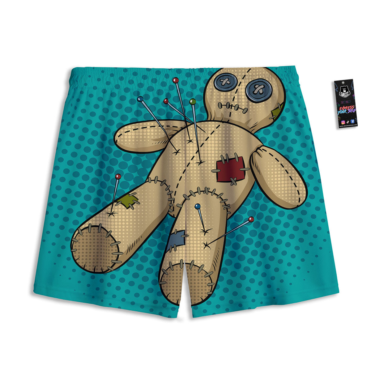 Doll Voodoo Print Mesh Shorts-grizzshop