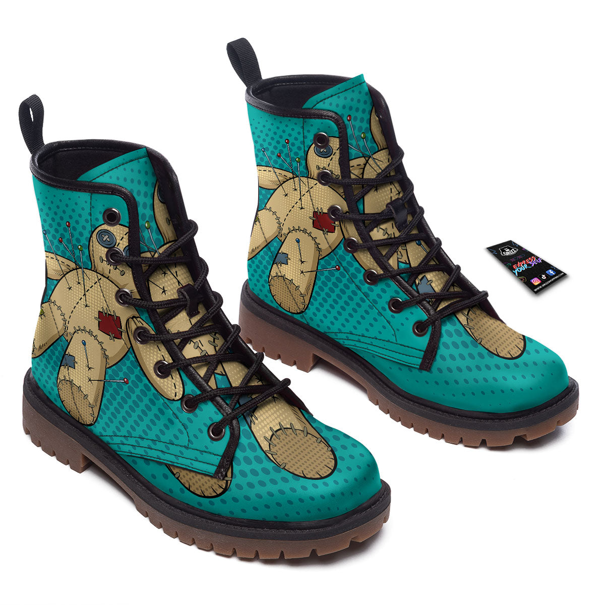 Doll Voodoo Print Work Boots-grizzshop