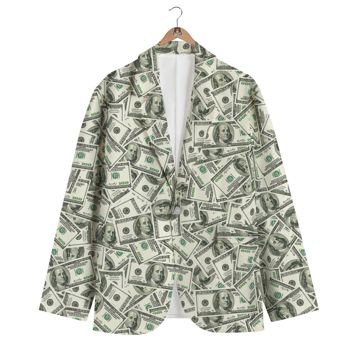 Dollar Money Pattern Print Men's Blazer-grizzshop