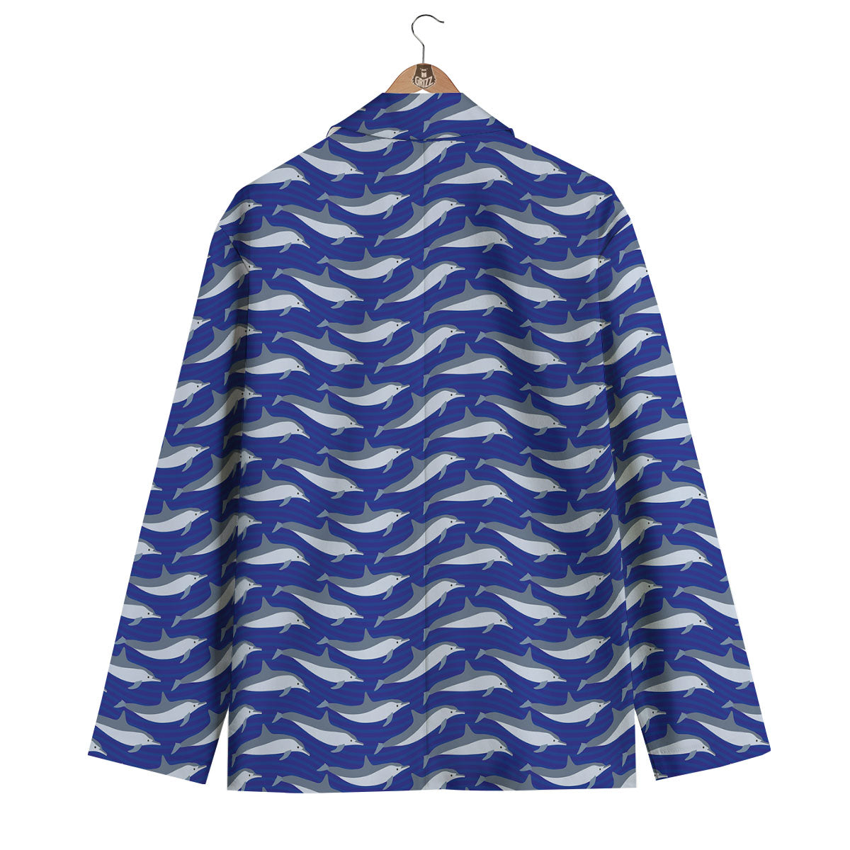 Dolphin And Waves Print Pattern Men's Blazer-grizzshop