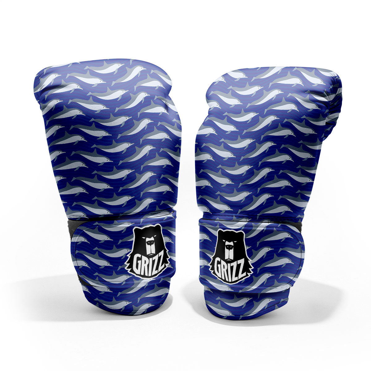 Dolphin And Waves Print Pattern Sparring Gloves-grizzshop