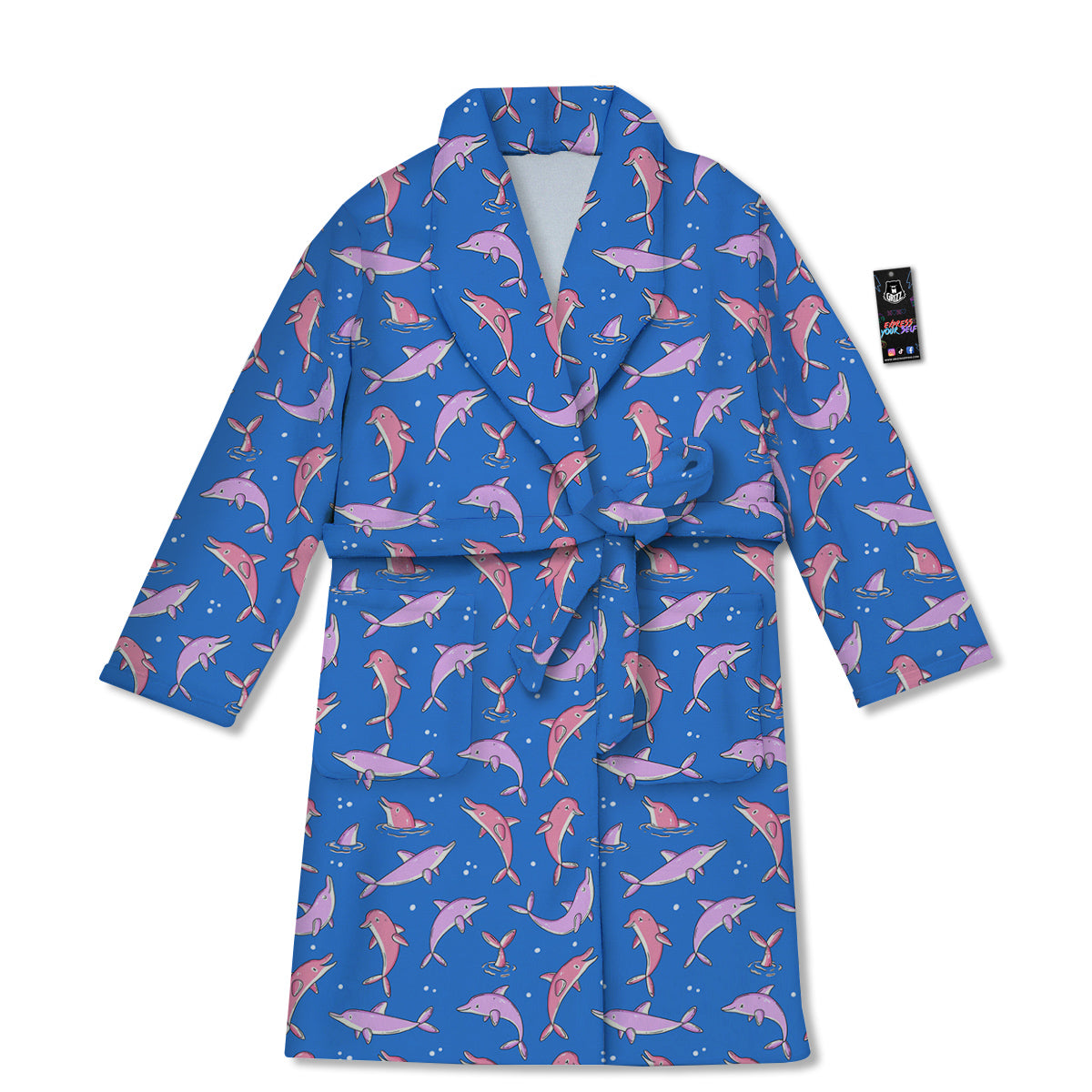 Dolphin Colorful Print Pattern Bathrobe-grizzshop