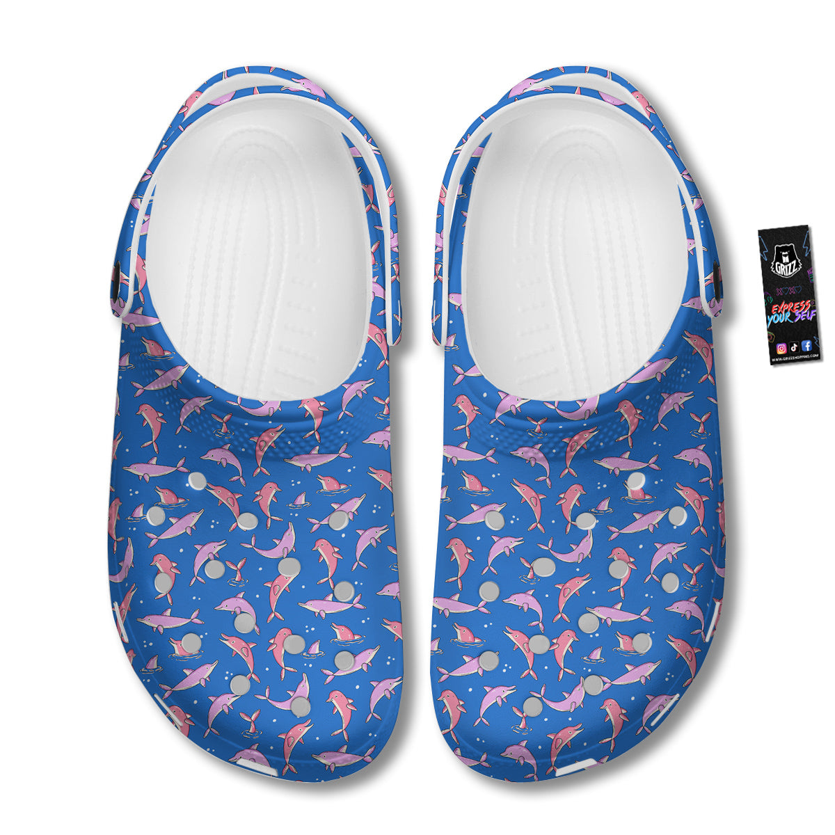 Dolphin Colorful Print Pattern Clog-grizzshop