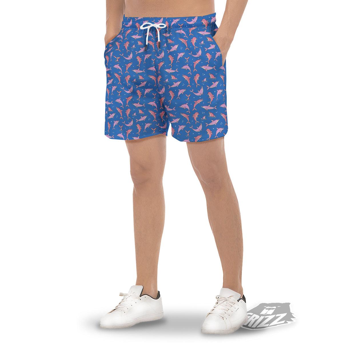 Dolphin Colorful Print Pattern Men's Gym Shorts-grizzshop