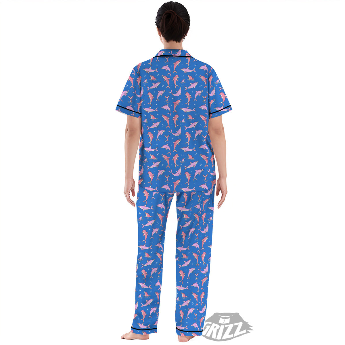 Dolphin Colorful Print Pattern Women's Pajamas Set-grizzshop