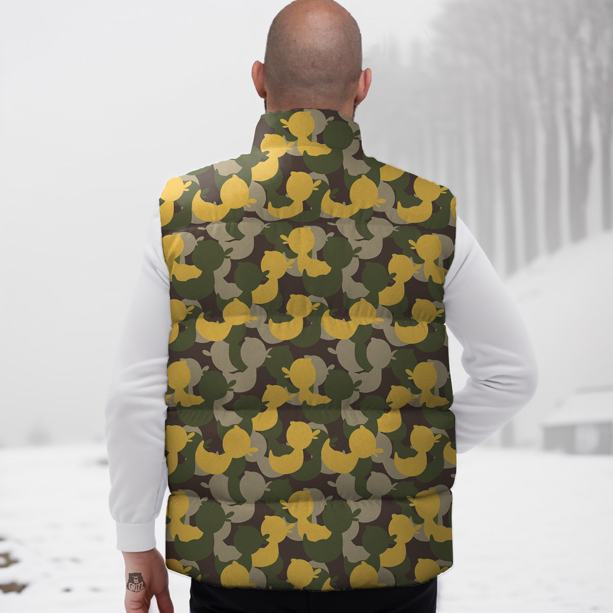 Dolphin Pattern Print Down Vest-grizzshop