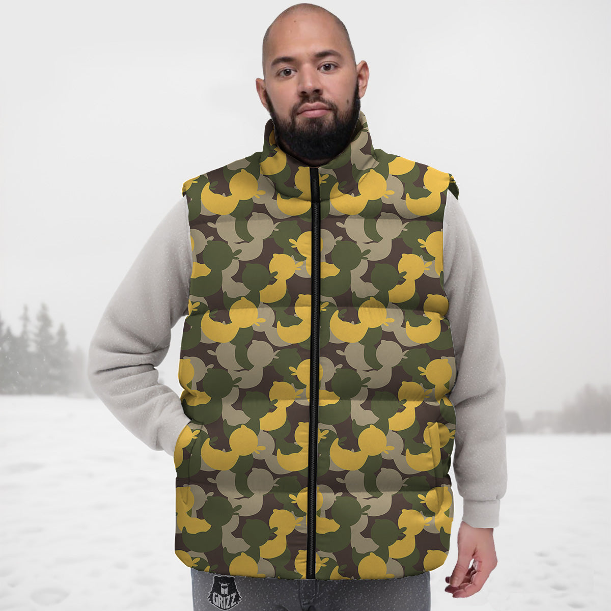 Dolphin Pattern Print Down Vest-grizzshop