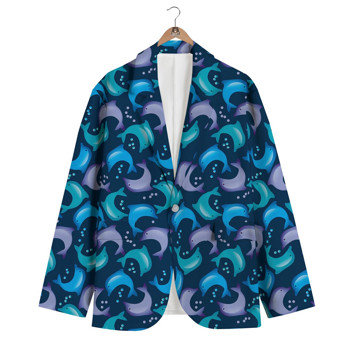 Dolphin Pattern Print Men's Blazer-grizzshop