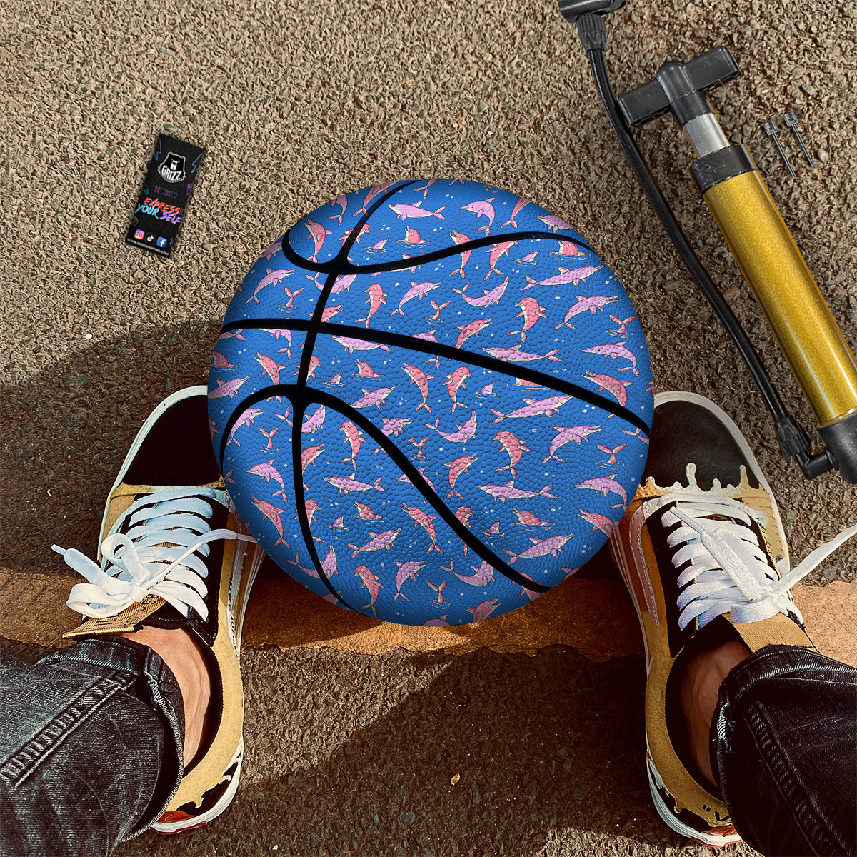 Dolphin Colorful Print Pattern Basketball