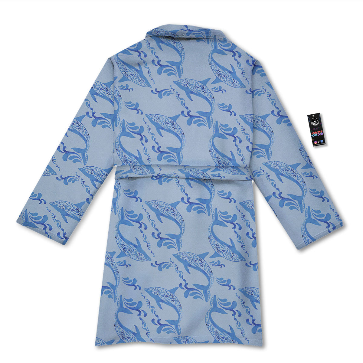 Dolphins Blue Print Pattern Bathrobe-grizzshop