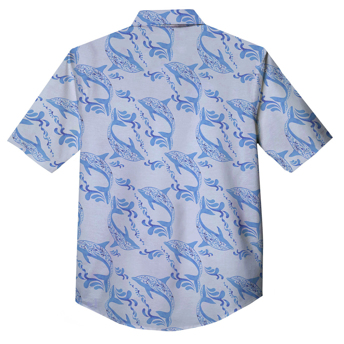 Dolphins Blue Print Pattern Button Up Shirt-grizzshop
