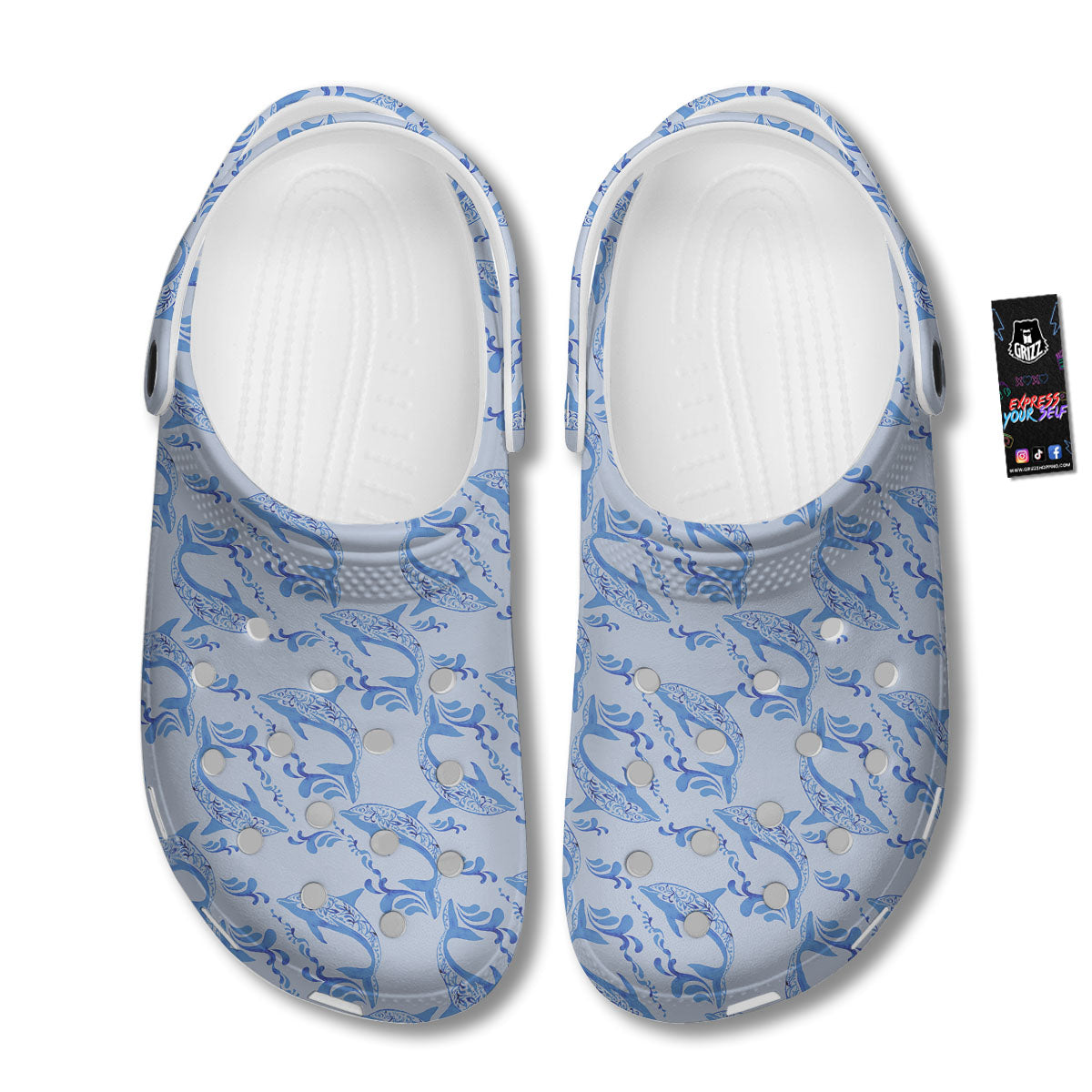Dolphins Blue Print Pattern Clog-grizzshop