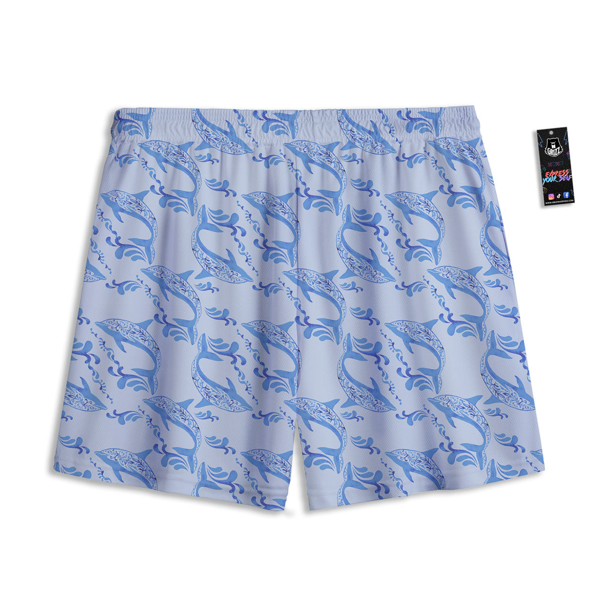 Dolphins Blue Print Pattern Mesh Shorts