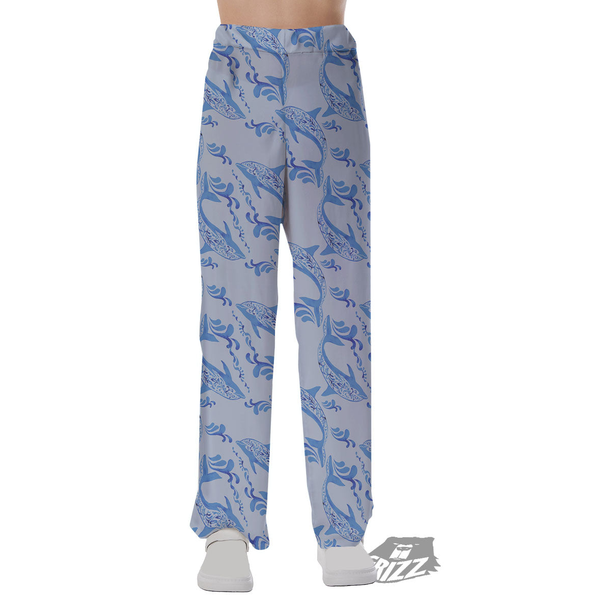 Dolphins Blue Print Pattern Pajama Pants-grizzshop