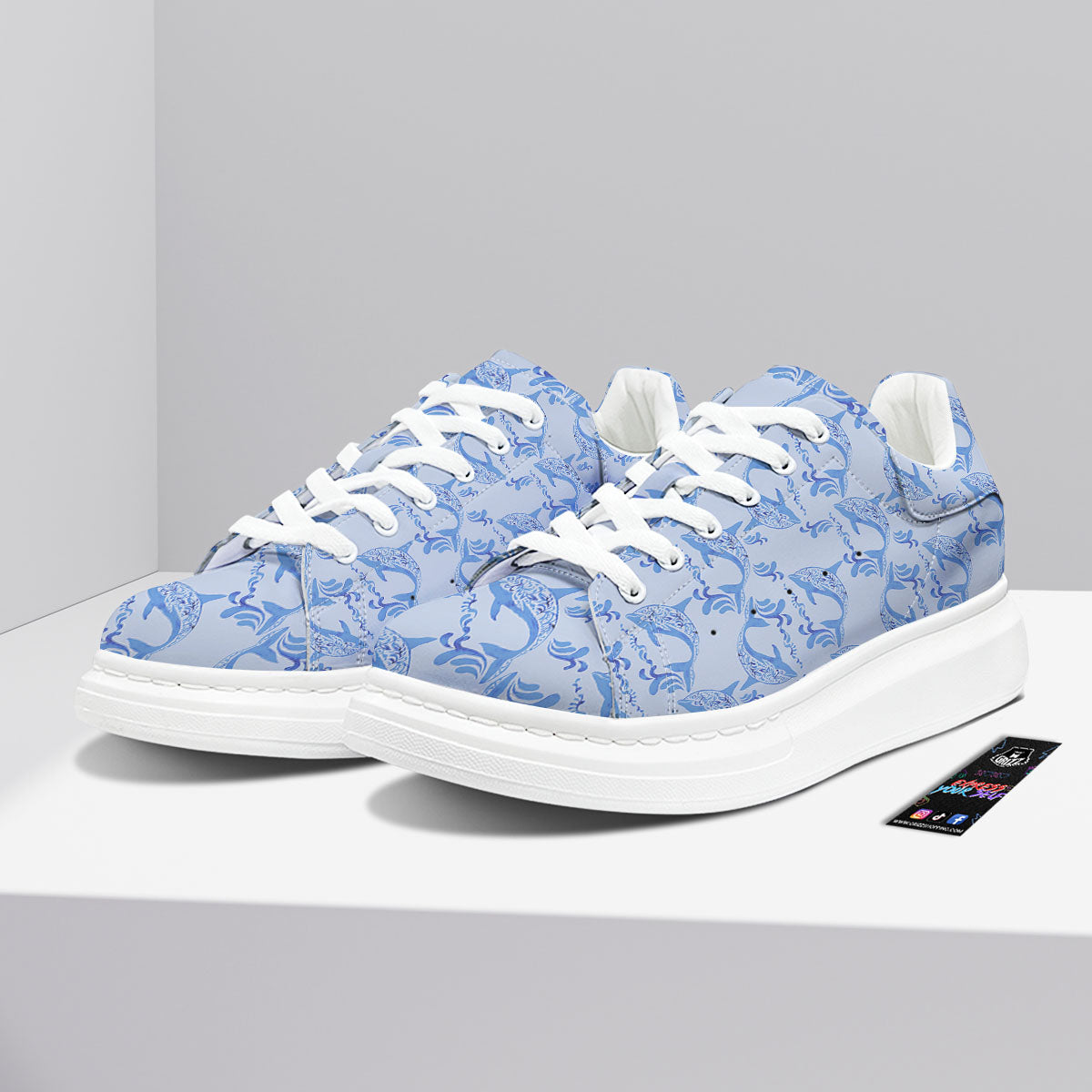 Dolphins Blue Print Pattern Platform Shoes-grizzshop