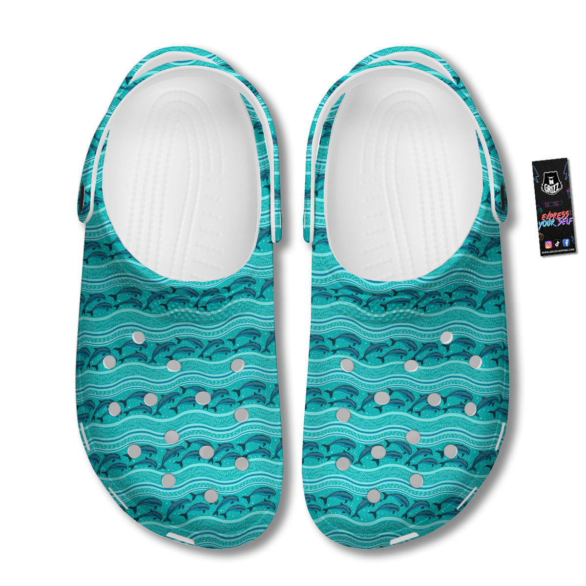 Dolphins In Ocean Print Pattern Clog-grizzshop