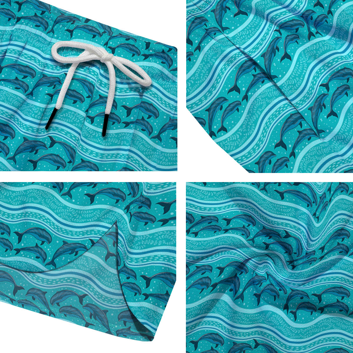 Dolphins In Ocean Print Pattern Men's Running Shorts-grizzshop