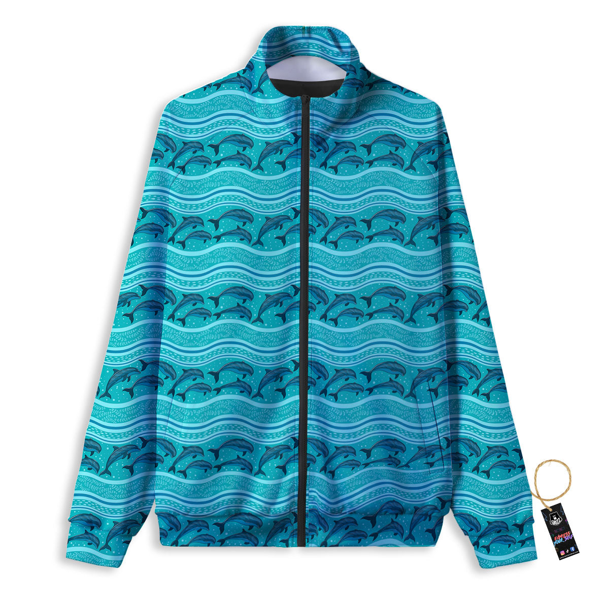 Dolphins In Ocean Print Pattern Track Jacket-grizzshop