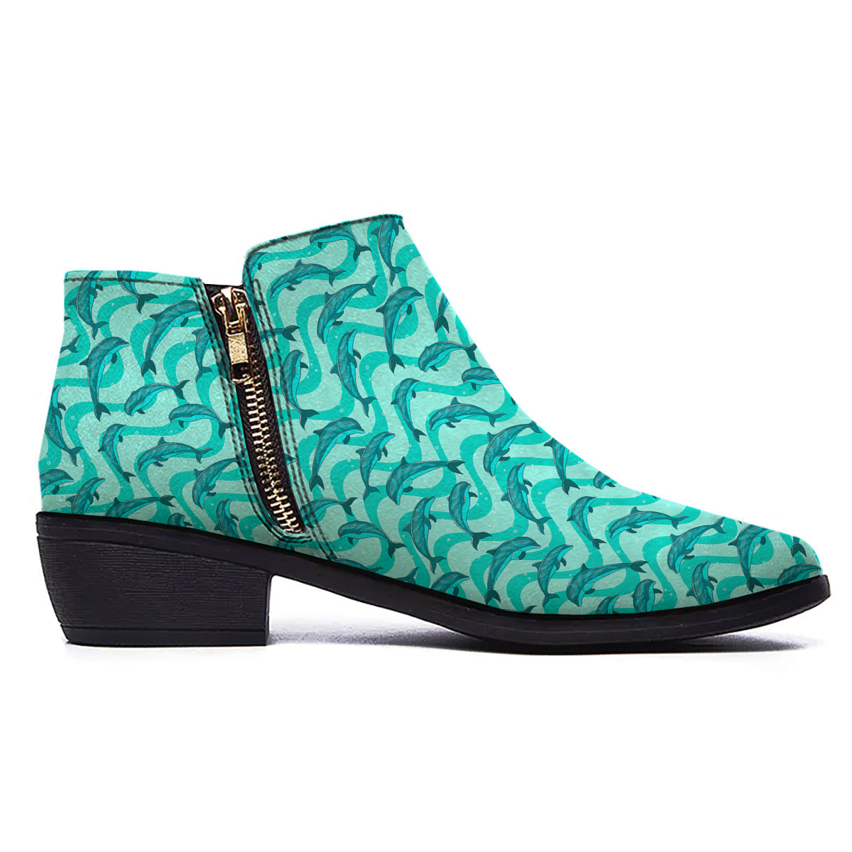 Dolphins In The Ocean Cute Print Pattern Ankle Boots-grizzshop