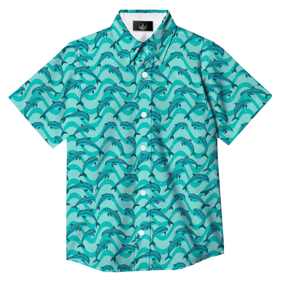 Dolphins In The Ocean Cute Print Pattern Button Up Shirt-grizzshop