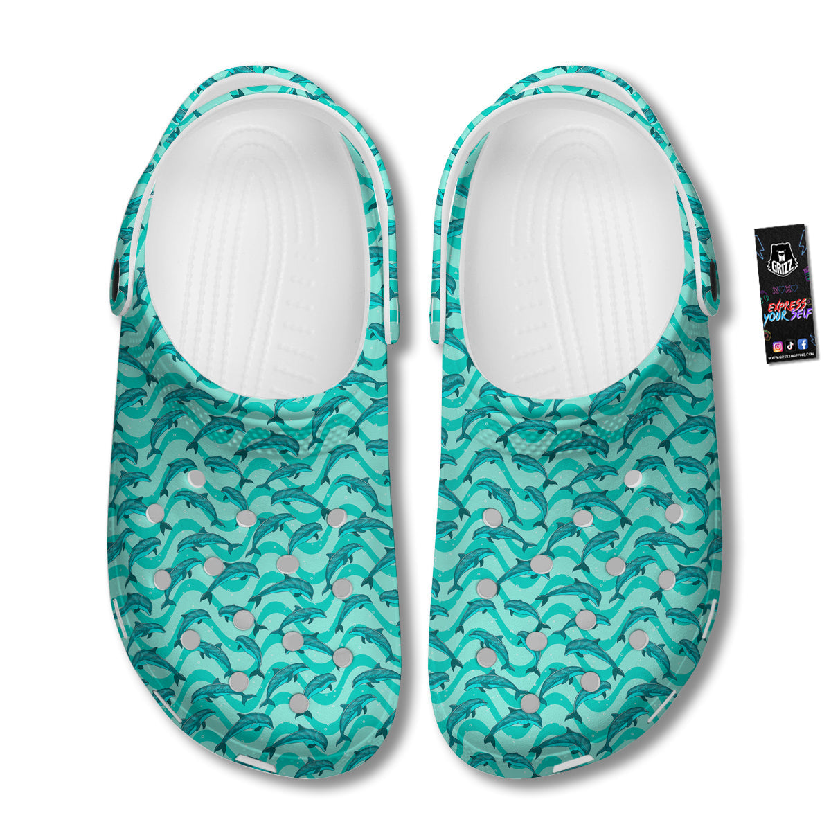 Dolphins In The Ocean Cute Print Pattern Clog-grizzshop