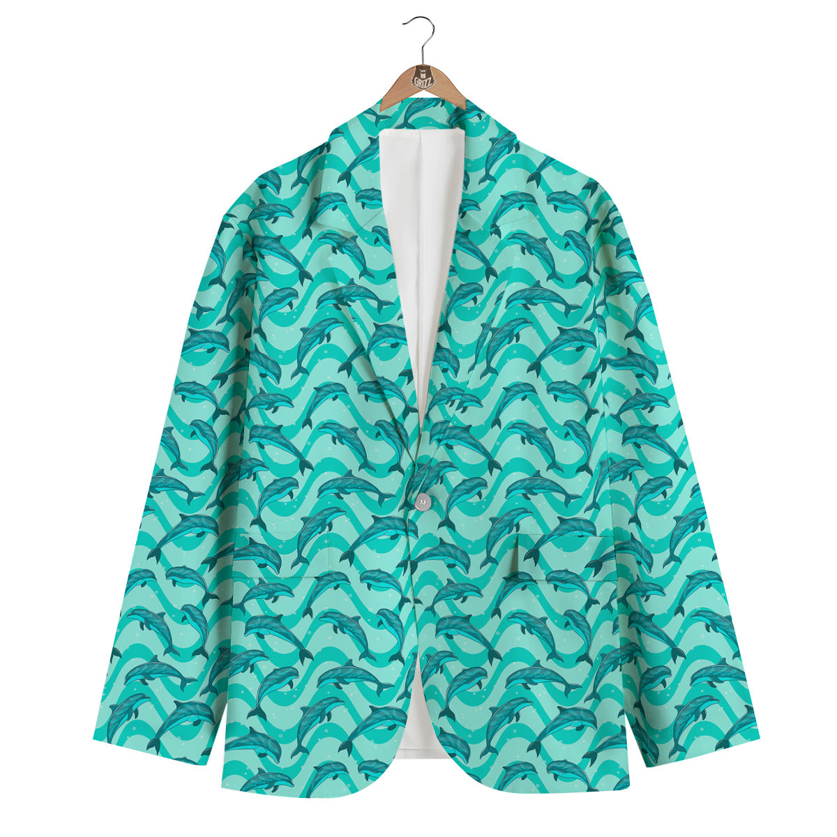 Dolphins In The Ocean Cute Print Pattern Men's Blazer-grizzshop