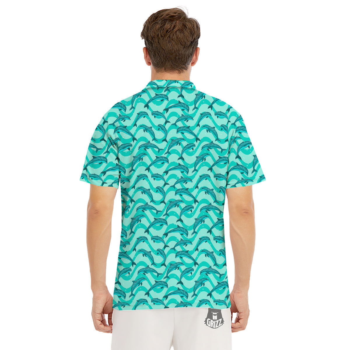 Dolphins In The Ocean Cute Print Pattern Men's Golf Shirts-grizzshop